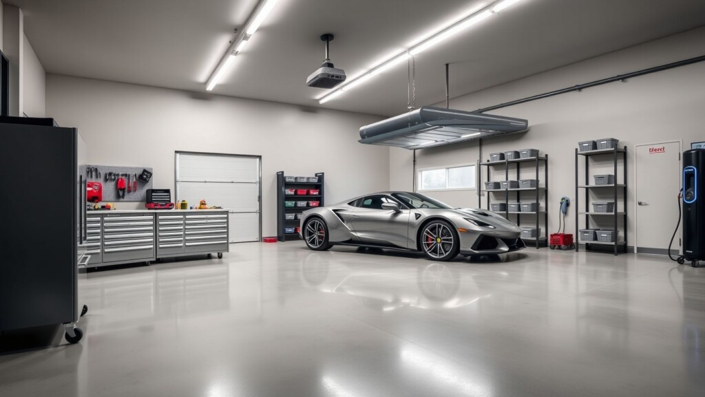 wnetrze garazu samochod dom